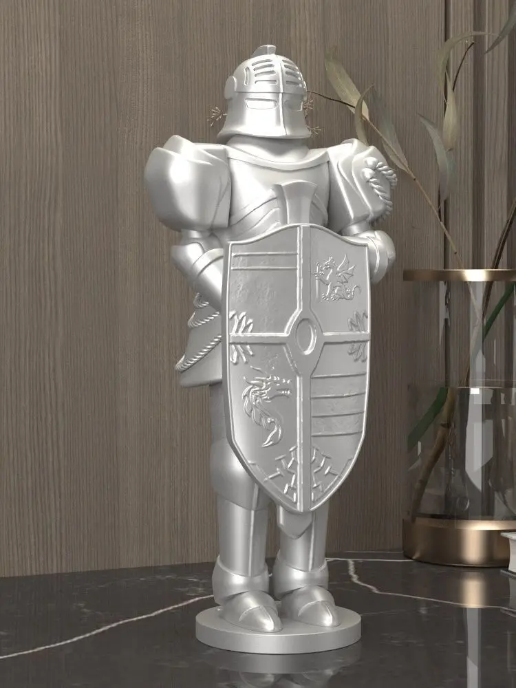 European Retro Knight Statue Exquisite Sculpture Desk Decoration Aesthetic Resin Roman Armor Soldier