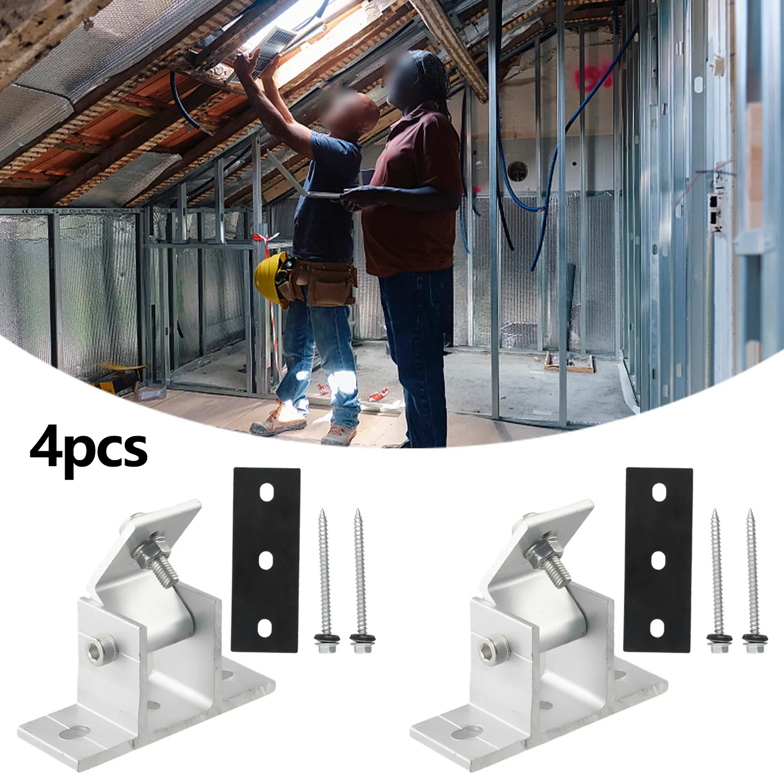 Solarpanel-Fußhalterung, silberfarben, mit Schrauben, verstellbar, flexibles Kit aus Aluminiumlegierung, Photovoltaik-Halterung, praktisch