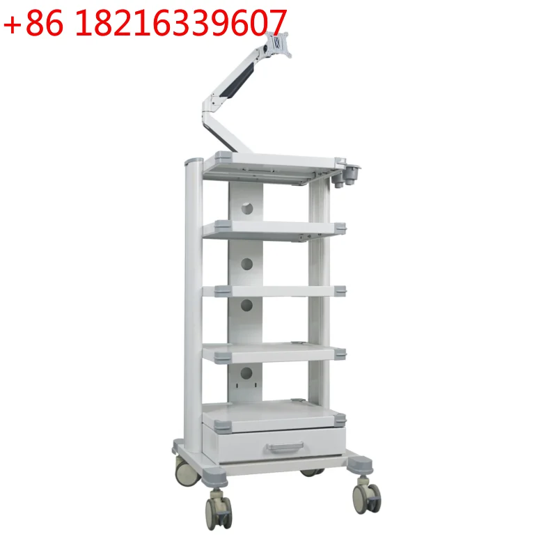 YAO Modern Hospital Cart with Wheels Metal Construction for 26-32 Inch Displays Medical Laptop Trolleys 4K Endoscopes Camera Sys