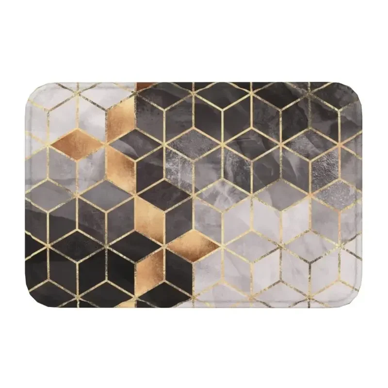 Smoky Cubes Front Door Mat Anti-Slip Indoor Absorbent Abstract Geometric Pattern Doormat Floor Bathroom Entrance Rug Carpet