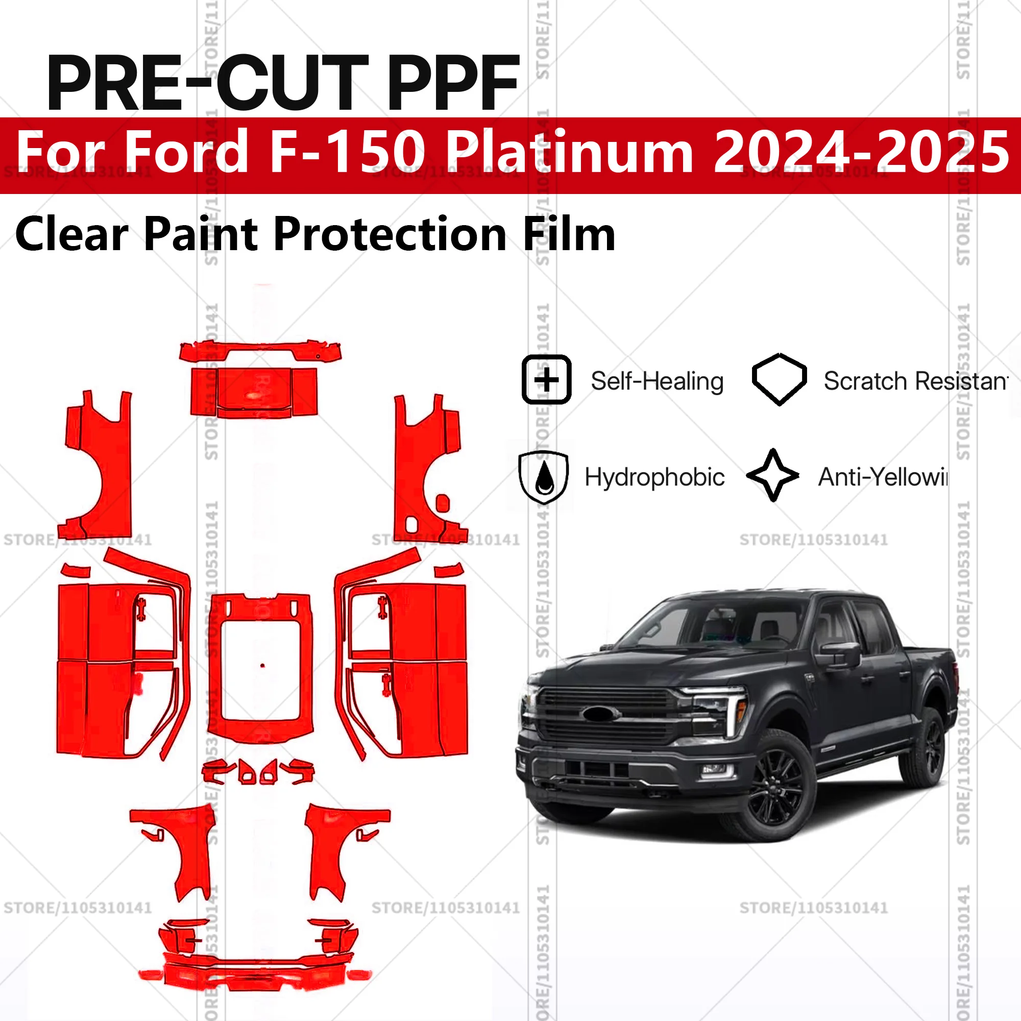 

Pre-Cut Paint Protection Film PPF Transparent Car Film Professional Automotive PPF For Ford F-150 Platinum 2024-2025