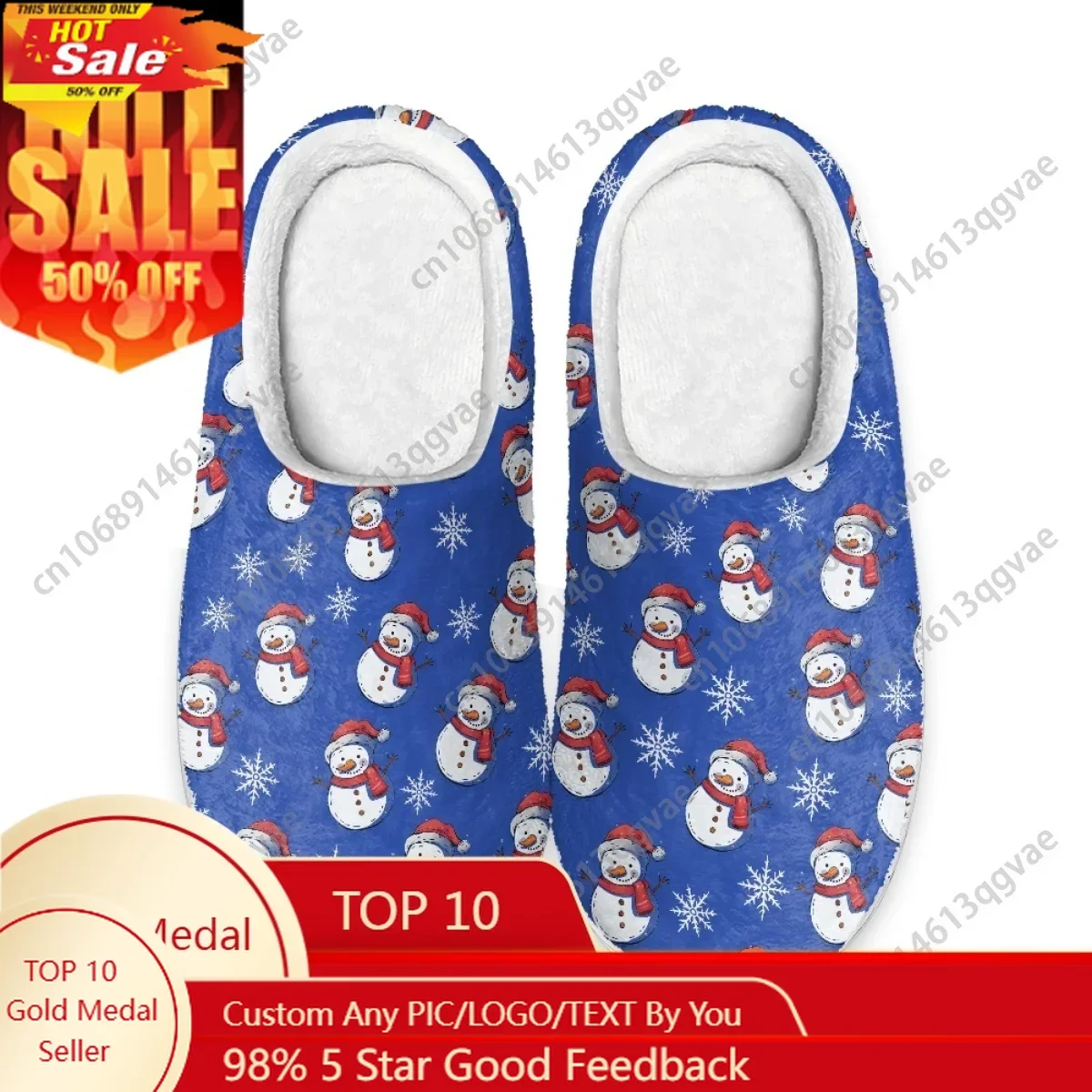

Christmas Snowman Decorations Handmade Gift Home Cotton Slippers Mens Womens Teenager Plush Bedroom Keep Warm Custom Slipper