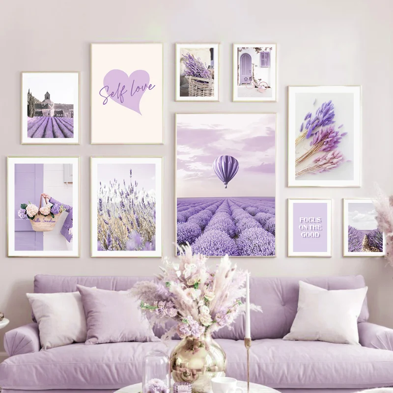 Lavender Manor Frameless Canvas Painting Decorative Art Printing Poster Image Home Living Room Bedroom Decoration Painting