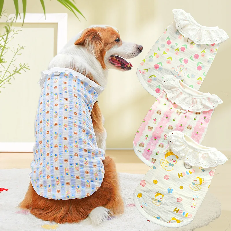 

Large Dog Medium Small Dog Clothes Summer Breathable Clothing For 1-45kg Dog Pet Coat French Bulldog Cotton Vest for Kitty Doggy