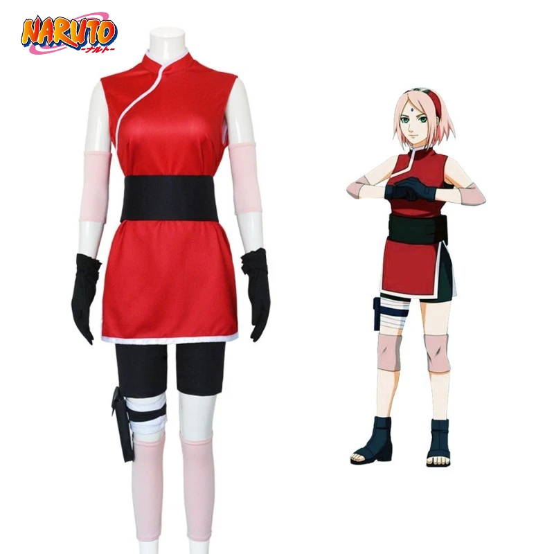 

Naruto Haruno Sakura Cosplay Shippuden Anime Costume Women Girls Skirt Outfit Ninja Cartoon Halloween Carnival Costume Gift