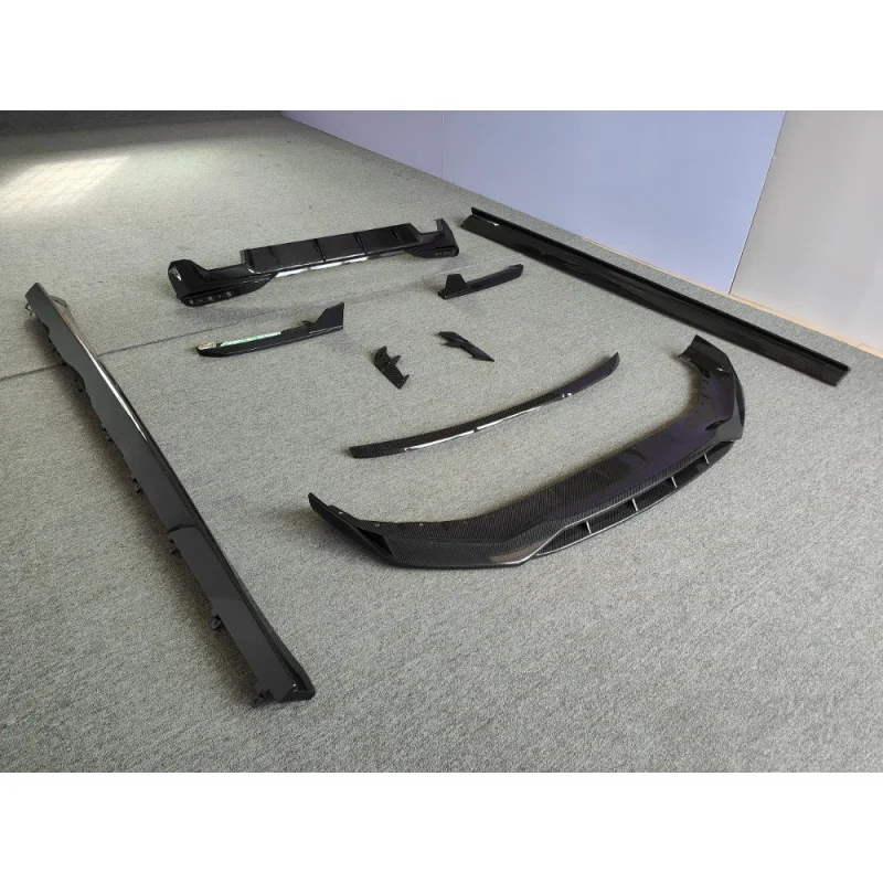 Upgraded AD Style Dry Carbon Fiber Front Lip Side Skirt Diffuser Rear Spoiler Fender Decorative Kit For BMW G30 G38