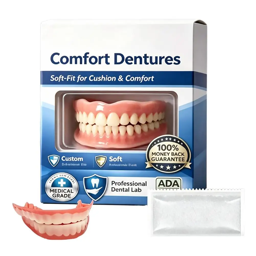 Cosmetic Teeth Set,Lifelike Fake Teeth, Natural Upper Lower Braces Silicone Denture Set For Men Women Fake Tooth Oral Care