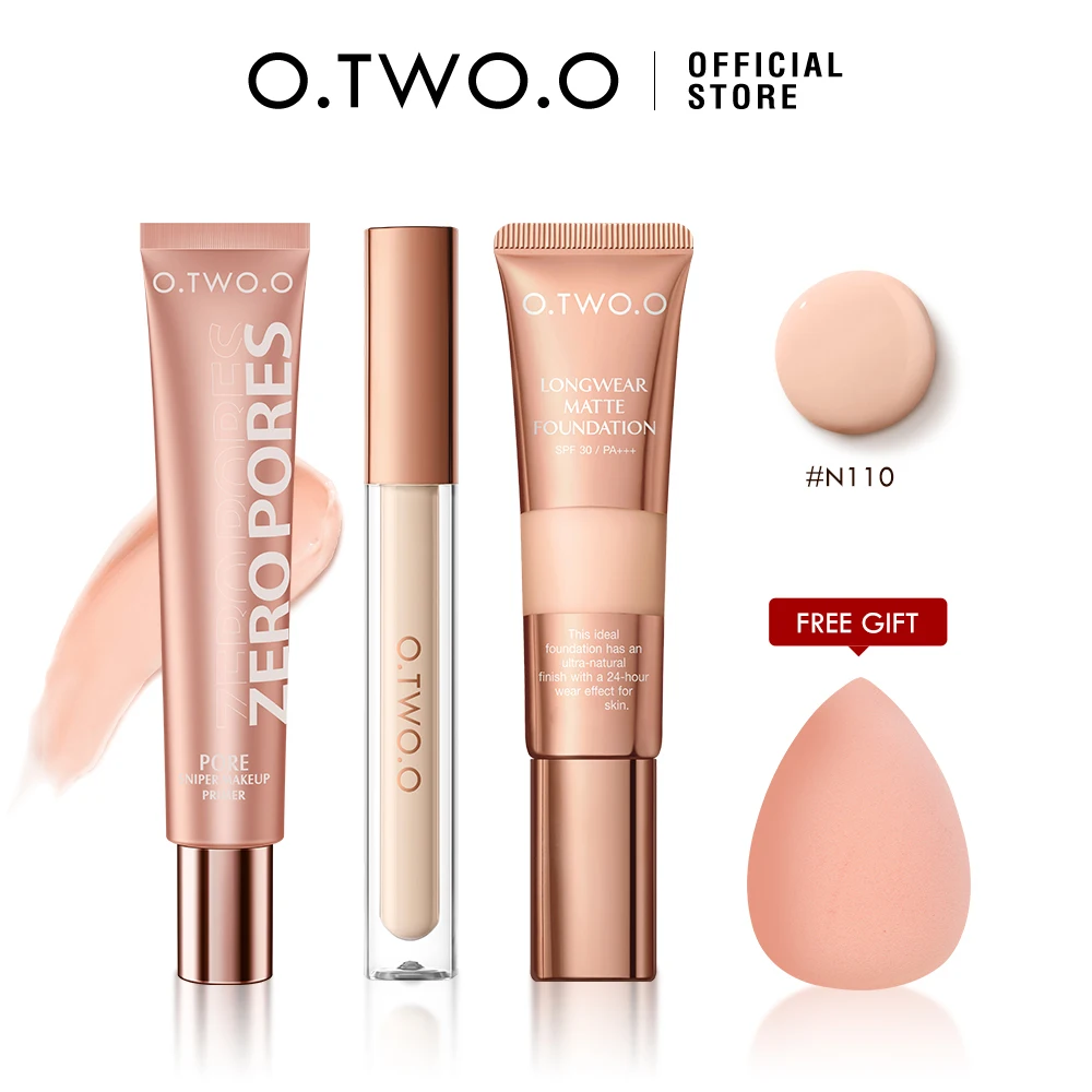 O.TWO.O 4pcs Makeup Set Foundation Cream SPF 30 PA+ Waterproof Brightening Concealer Face Primer Makeup Base Cosmetics