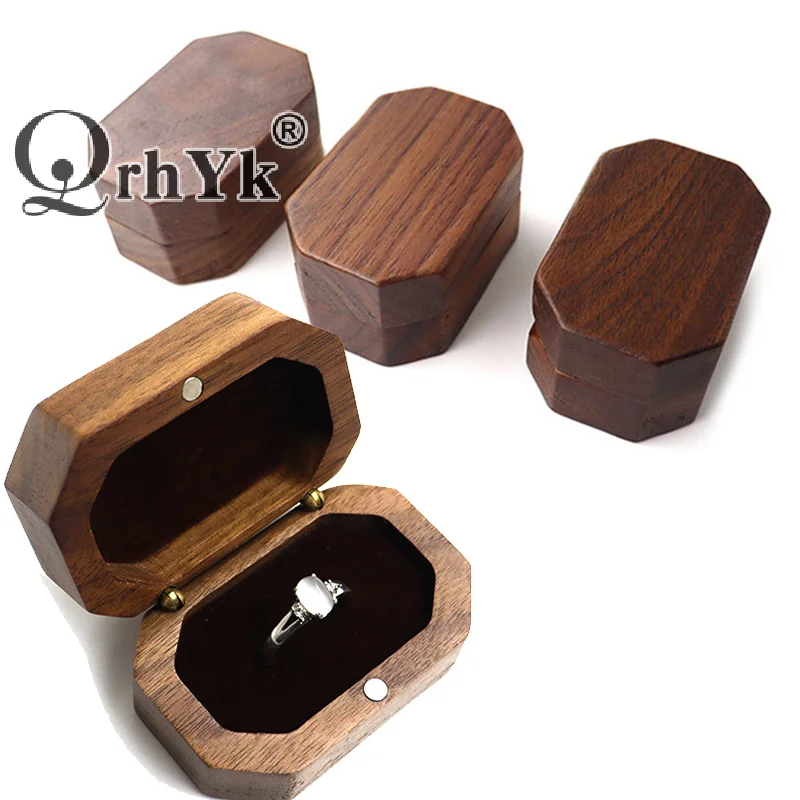 Walnut Wood Jewelry Box Ring Storage Ring Holder Rustic Wedding Ring Box