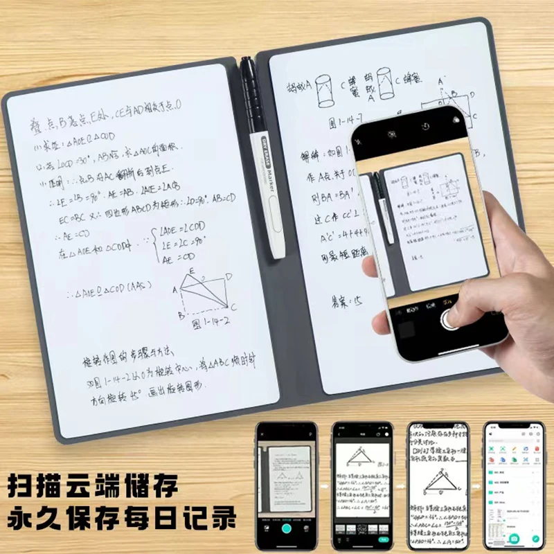 A5 Reusable Whiteboard Notebook Smart Leather Memo Whiteboard Pen Erasing Cloth Weekly Planner Portable Stylish Office Notebook