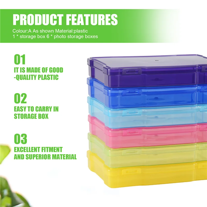 

Practical-5X7 Inch Photos Cases And Clear Craft Keeper With Buckle Design 6 Inner Cases Plastic Storage Container Box