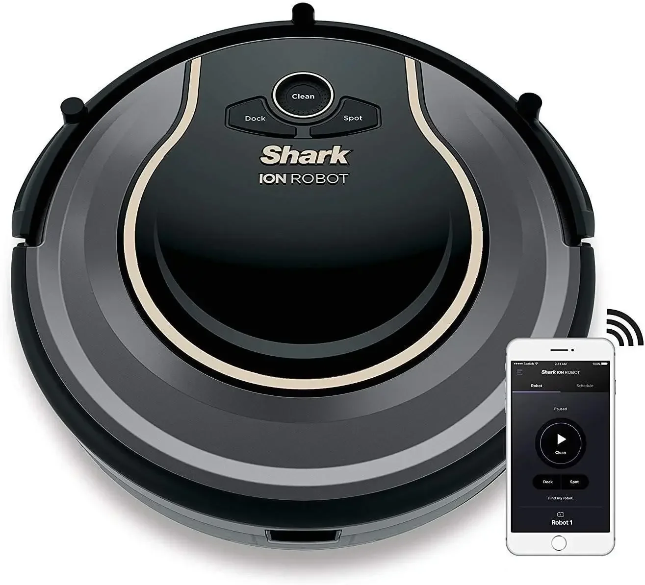 ION Robot Vacuum R75 with Wi-Fi and Voice Control, 0.45 Quarts, in Smoke and Ash