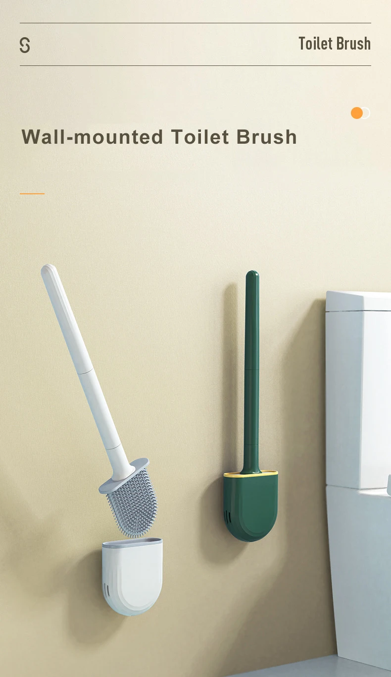 Set Scopino Per WC In Silicone Con Supporto - Nero, Testa