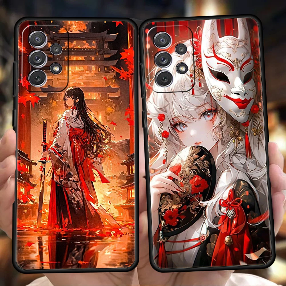 Japan Luxury Blood Sacrifice Girl Clear Phone Case for Samsung Galaxy A15 A14 A25 A54 A34 A51 A71 A72 A73 A32 A52 A31 A41 Shell