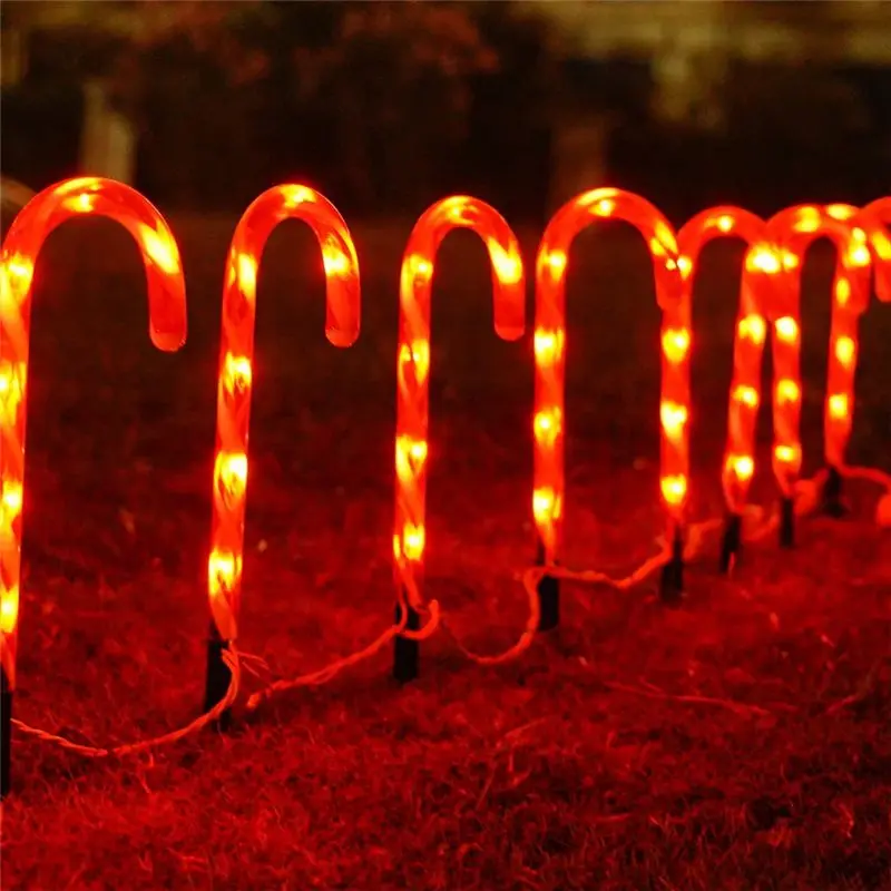 [HOT!A34R】 Bright 5Pcs 14 Inch Christmas Candy Cane Pathway Markers, Xmas Pathway Lights Outdoor With Warm White Lights For Gard