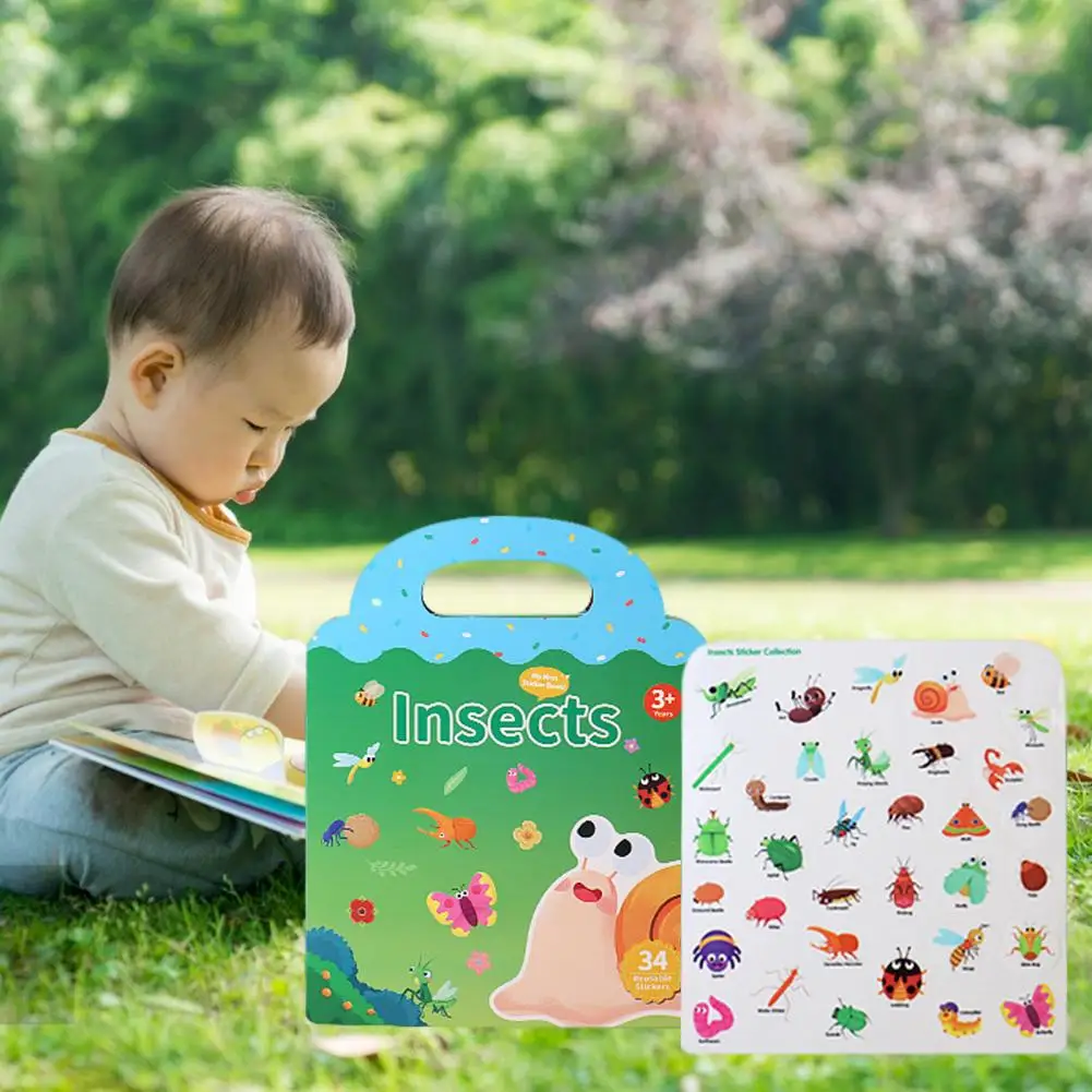 Portable Handle Sticker Book Waterproof Pvc Sticker Book for Kids Travel Learning Fun Portable Jelly for Kids for Children's