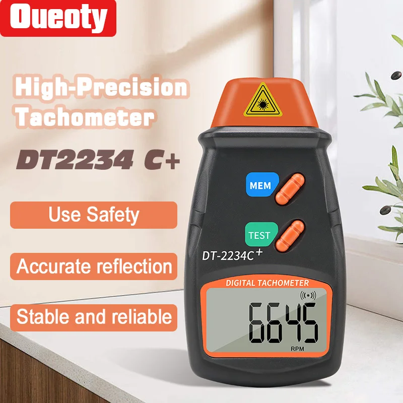 

DT2234C+ Digital Tachometer RPM Meter LCD Display Laser Tachometer RPM Tachometer RPM Digital Non-Contact Motor Spin RPM Meter