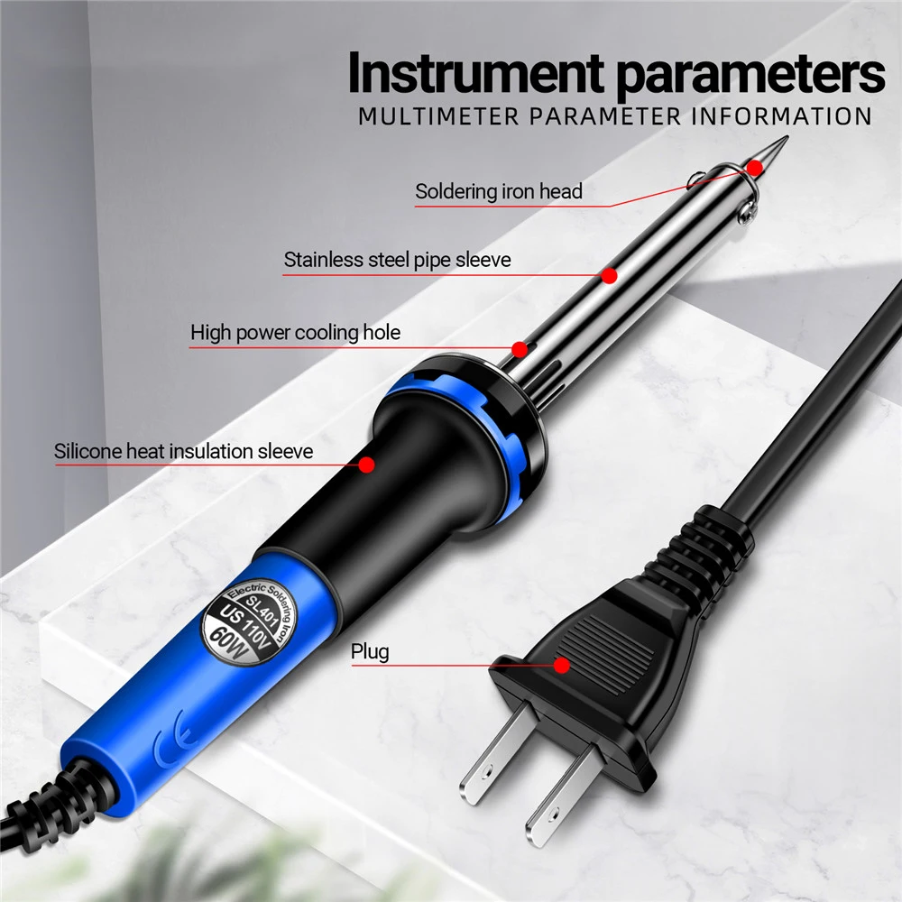 SL401 Electric Soldering Iron 60W US/EU Plug Tester Tin Tips Repair Welding Tools Rework Header Tool Solder Station Repair Tool