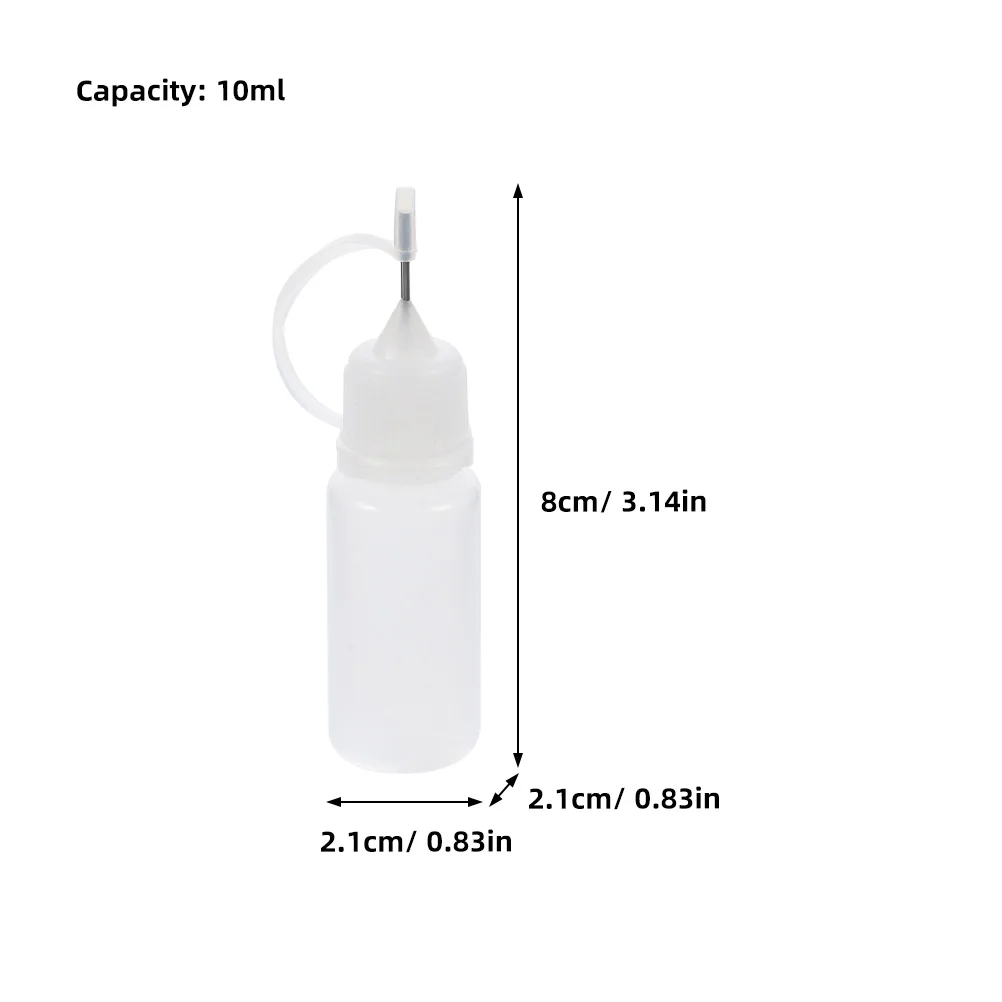 20 Pcs Bottled Small Glue Bottles Needle Oil Tips for Translucent Portable DIY Stainless Steel