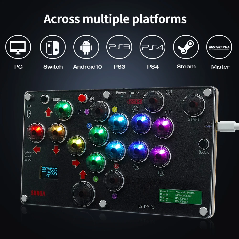 SUNGA Hitbox Arcade Stick Keyborad For PC Arcade Game Joystick For PS4/PS3/Nintendo Switch/Steam Street Fighter