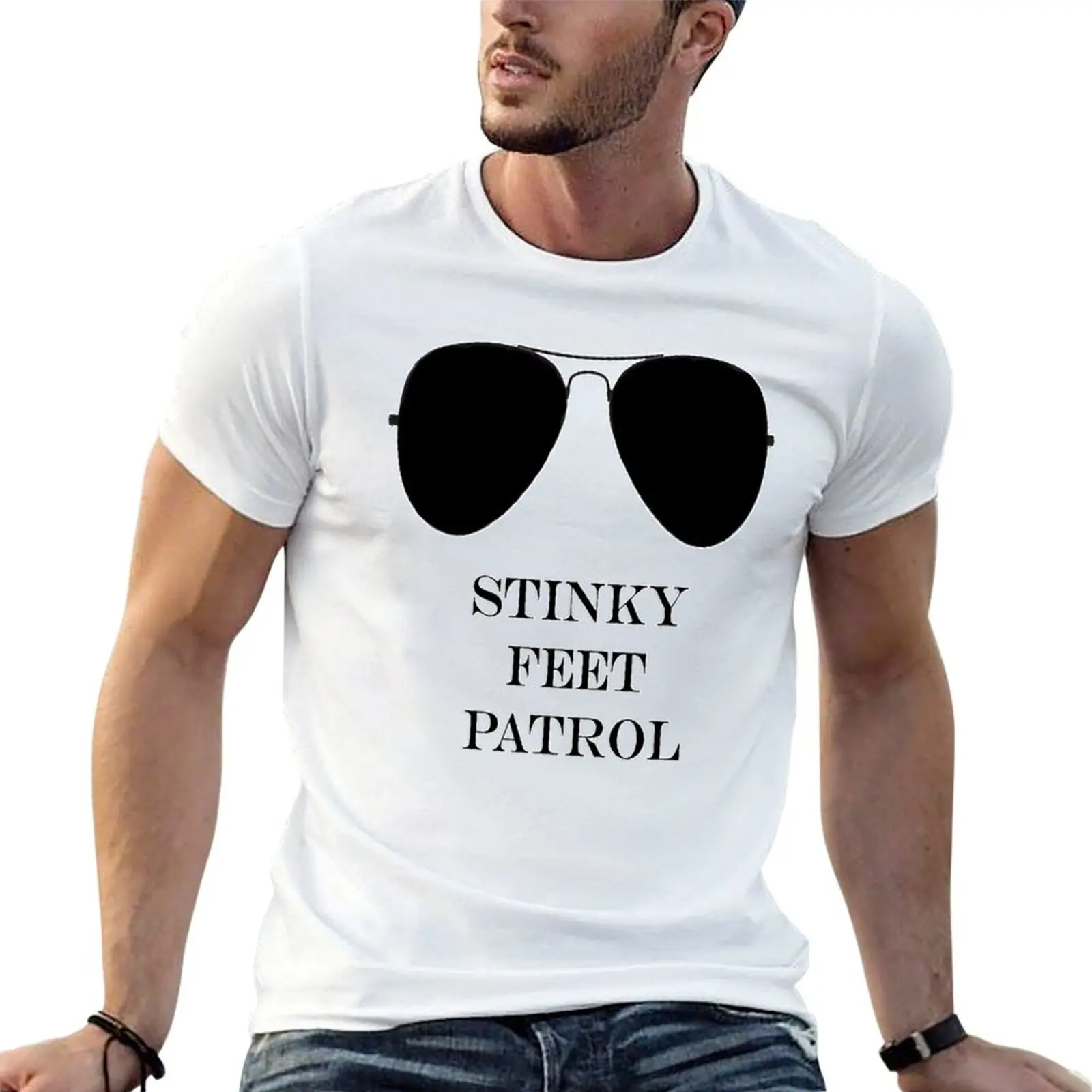 Stinky Feet Patrol T-Shirt Plus Size Basic Cotton T-Shirt