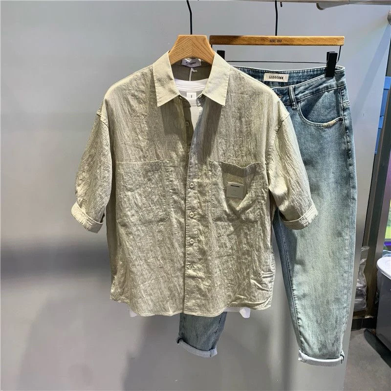 

Mid-Sve Casual irt for Men Lightweight Breathable Summer Thin Rcelle Cool Feeling Color Simple Design