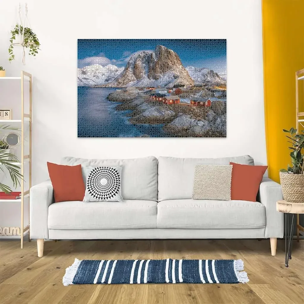 Quebra-cabeça de madeira com paisagem norueguesa, 300/500/1000 peças, brinquedo de chão ecológico para adultos, família, jogo divertido, presente para amigo