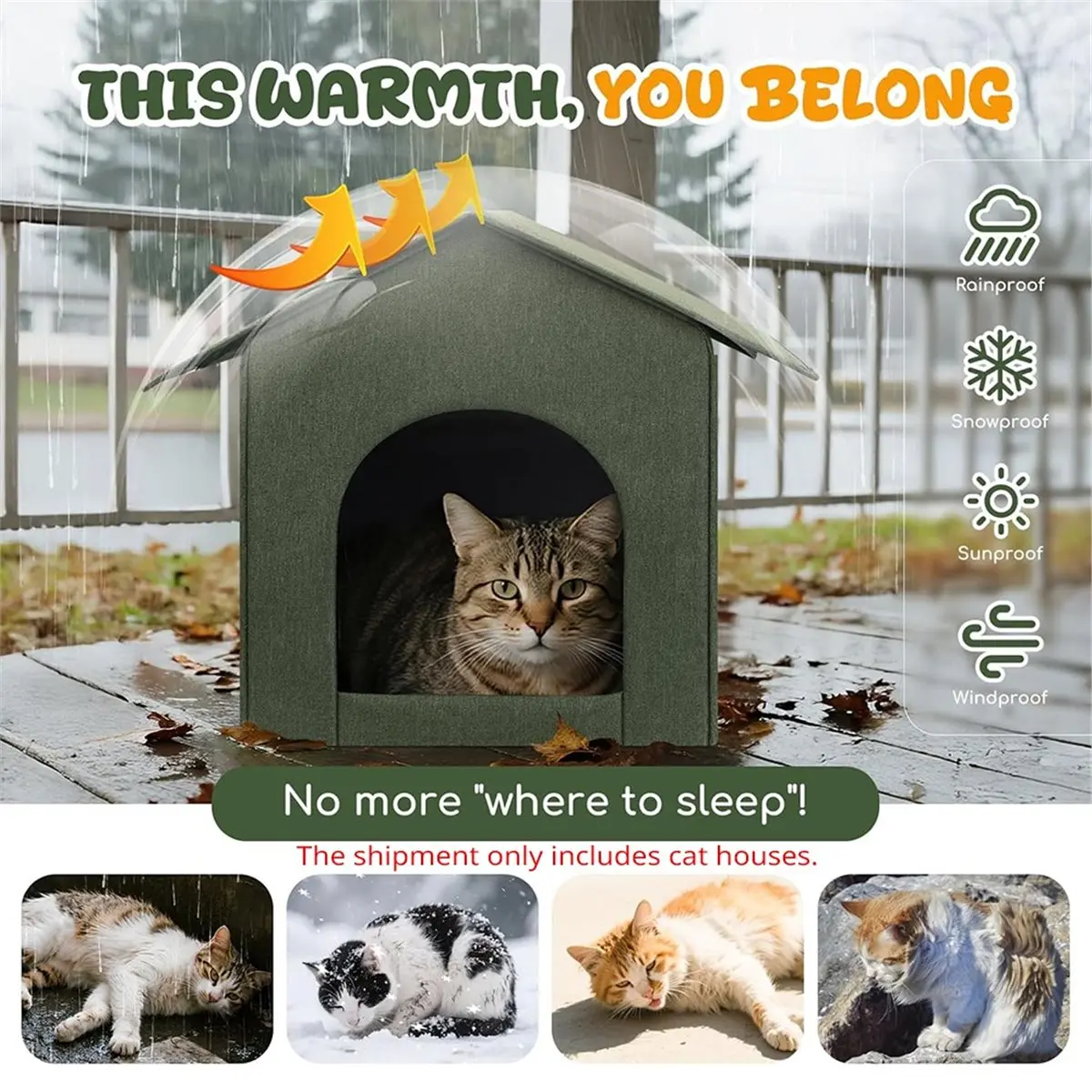 Outdoor Cat Houses, Weatherproof Cat Shelters, Insulated Cat and Dog Houses, Waterproof Stray Cat Shelters A