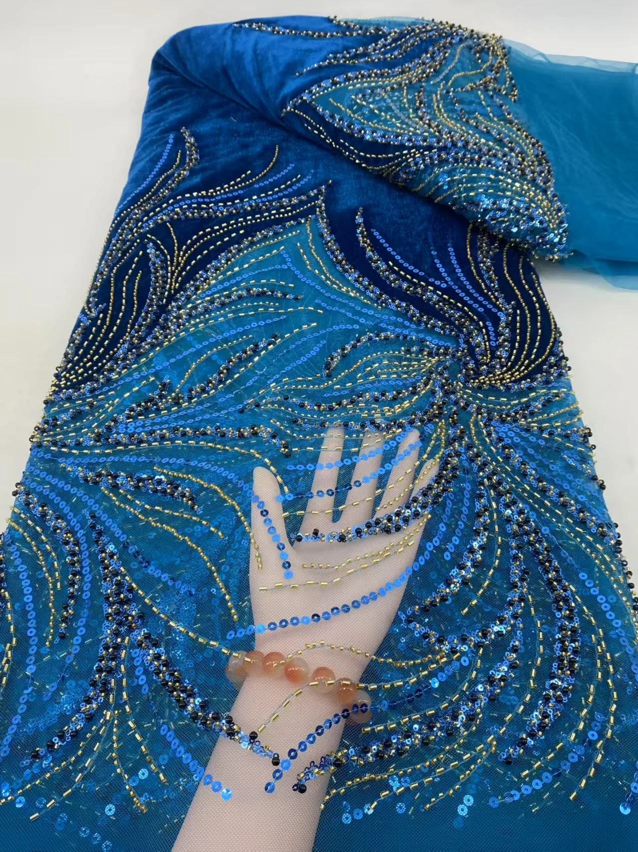 

Nigerian Heavy Handmade Beaded Tulle Lace Fabric 2025African Luxury Sequins And Pearls Net Lace Fabric For Bridal Wedding Dress