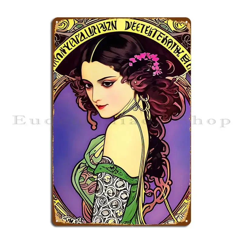 Detailed Colorful Art Nouveau Theatrical Poster 1920s Metal Plaque Poster Bar Cave Club Wall Mural Designer Cave Tin Sign Poster