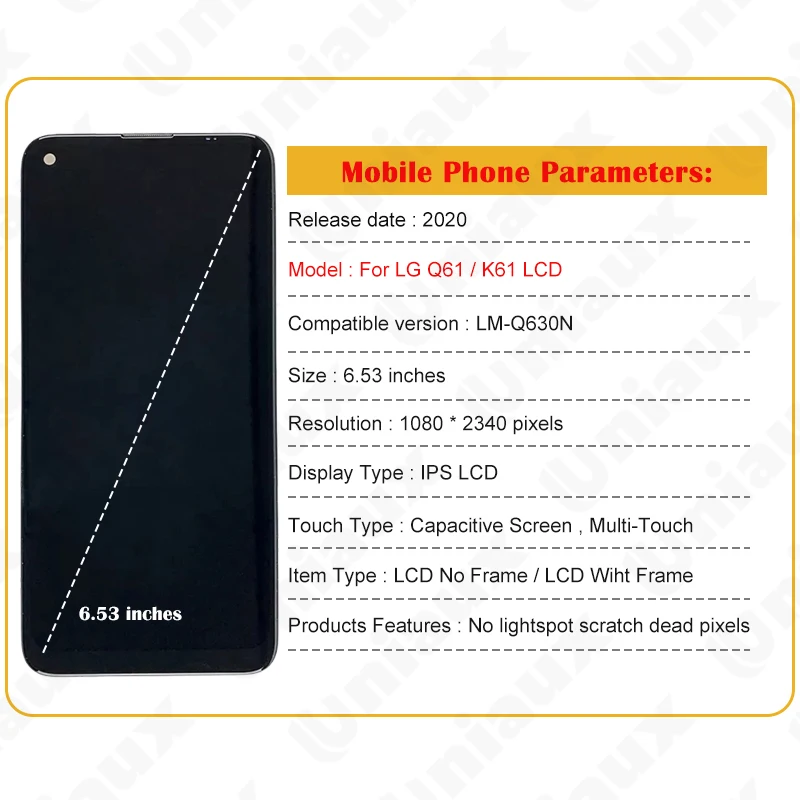 Imagem -06 - Substituição da Tela de Toque Lcd para lg Q61 K61 Lmq630eaw Lm-q630eaw Lm-q630 com Moldura Original 653 Polegadas