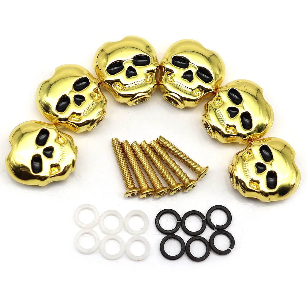 6 Stück Gitarren-Knopfgriffe in Totenkopfform aus Metall für Folk-, E- und Akustikgitarren – Detail 6