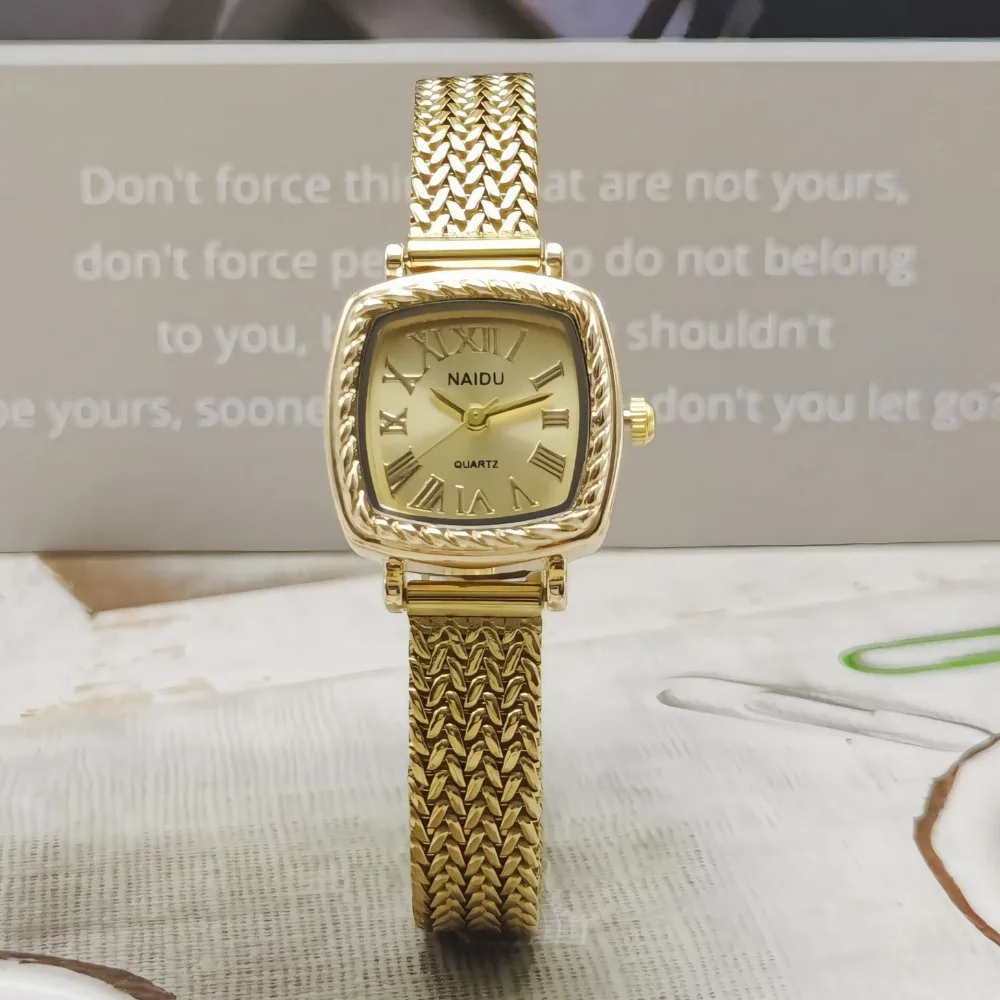 Luxury Women Watches Fashion Gift Ladies Quartz Wristwatches Stainless Steel Grain Strap Women's Gold Watch Dropshipping Clock