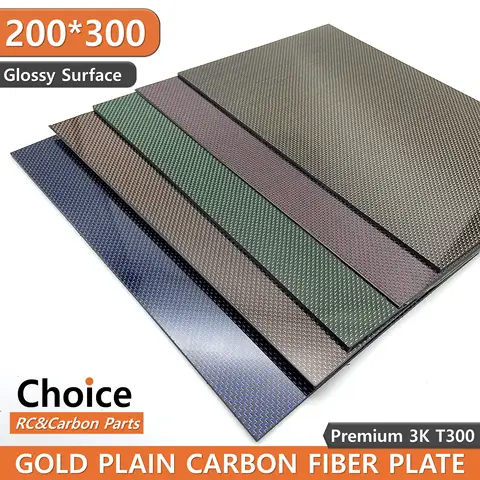Placa de fibra de carbono Multicolor, 3K Panel compuesto de fibra de carbono, grosor de 1mm, 2mm y 3mm, 300x200mm, rojo, azul, amarillo, verde y naranja