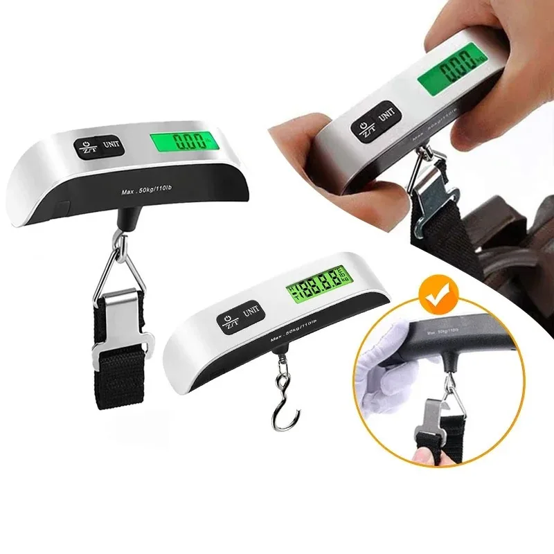 

Portable High Precision Scale Digital LCD Display Suitcase Travel Bag Hanging Steelyard Hook Balance Scale Tools 110lb/50kg