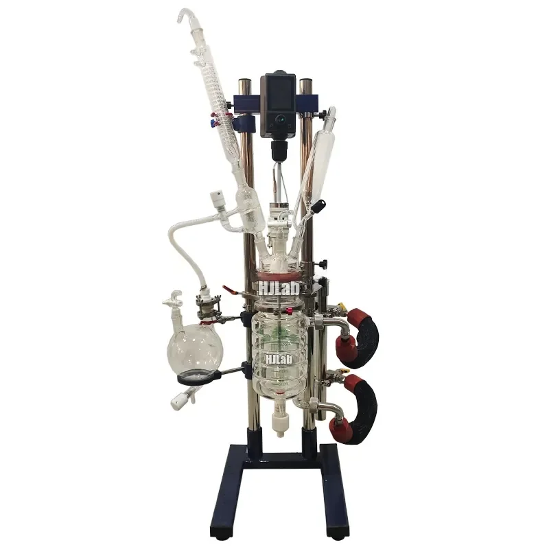 Gold Seller Lab Scale Chemical Synthesis Double Layer Glass Reactor 1L 2L 3L 5L with DC Motor and Ring Baffles for Laboratory