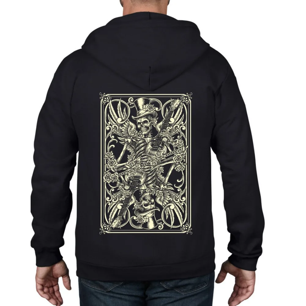 

Толстовка на молнии с изображением скелета, игральной карты, готическая эмо-тату, череп, спортивная одежда для любителей активного отдыха, толстовка, готический спортивный костюм