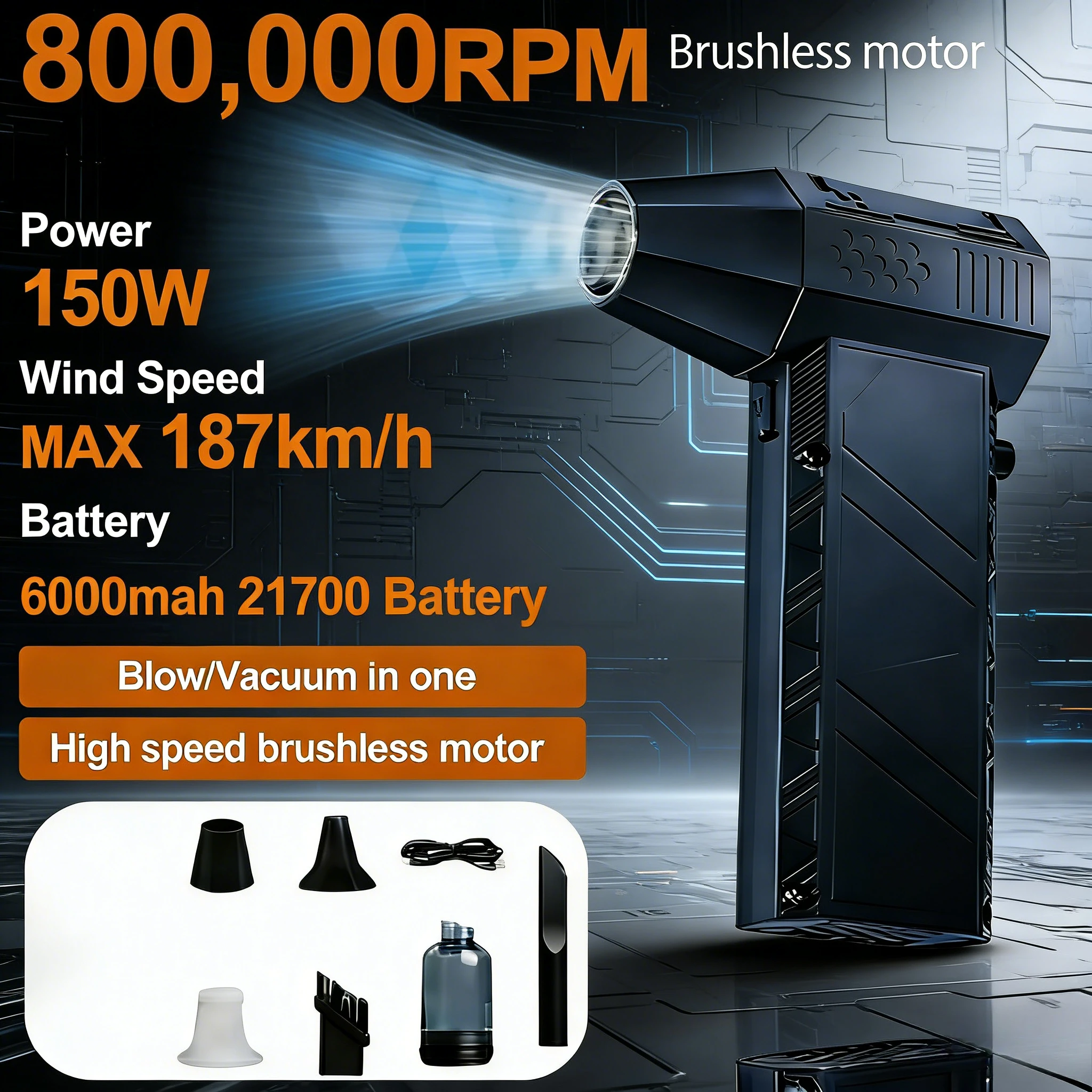 

X6 Snowy Hurricane Camping Fan | 150W 53m/s High-Speed | 6000mAh Type-C Rechargeable Outdoor Tent Fan