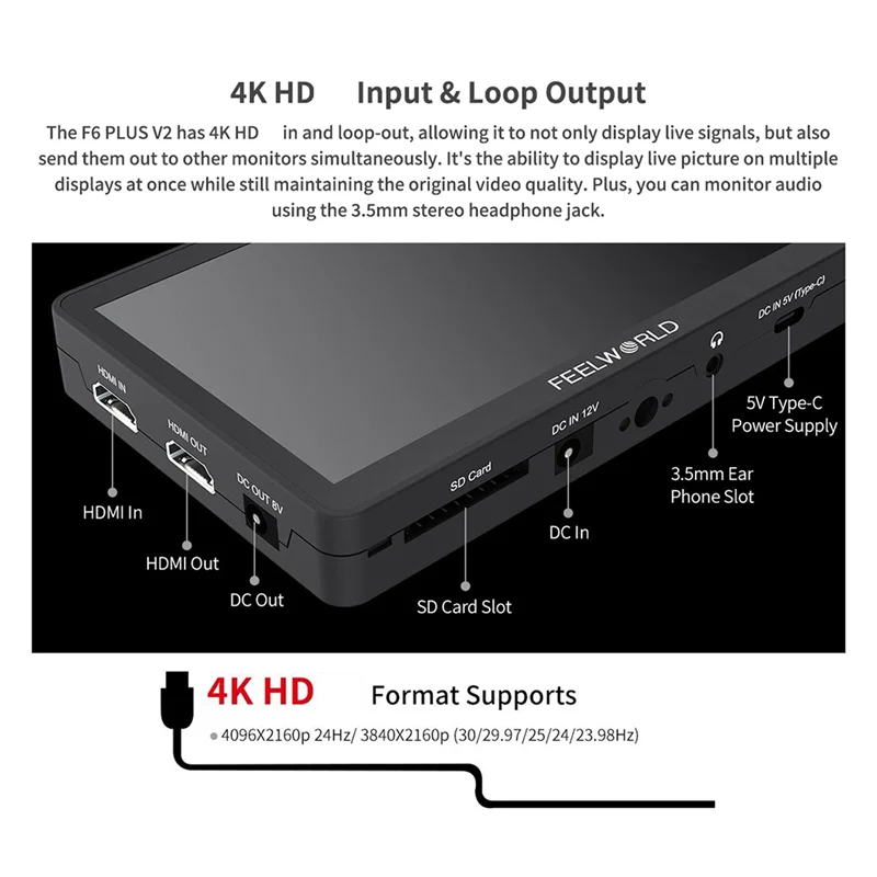 FEELWORLD Kamera Touch Monitor F6 PLUS 6 Zoll Touch Monitor Für Mikroscan Kameras Externe Touch Monitor