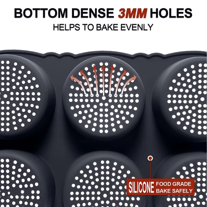 مقاومة للحرارة غير لاصقة سيليكون كعكة همبرغر قالب الخبز لفرن المقلاة الهواء غسالة صحون 6 تجويف الخبز الفرنسي المستديرة دروبشيب