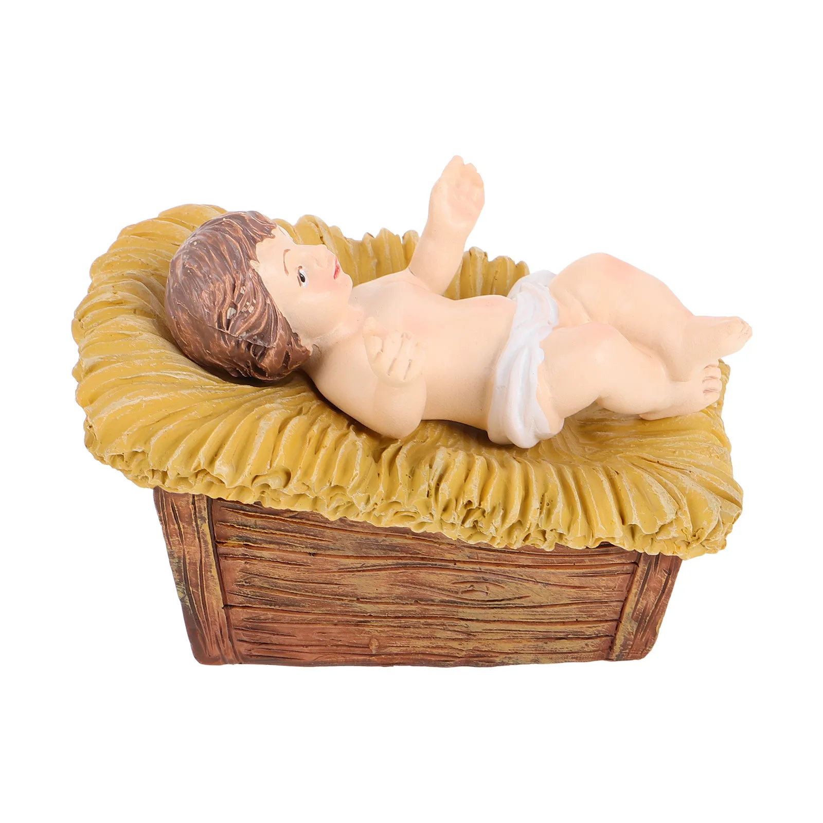 

In Manger Resin Craft Religious Statue Desktop Decor For Home Office Resin Jesus Ornament Miniature Jesus Sculpture