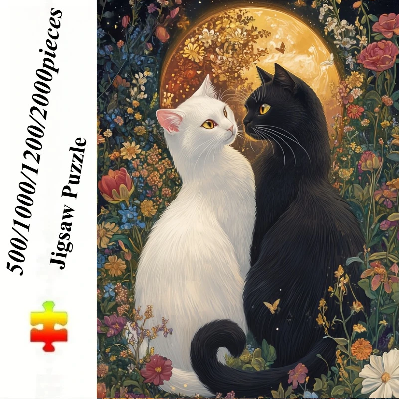 500 Pieces Jigsaw Puzzle Black and White Double Cats Jigsaw Puzzle Educational Toy for Kids Children 's Games Christmas Gift