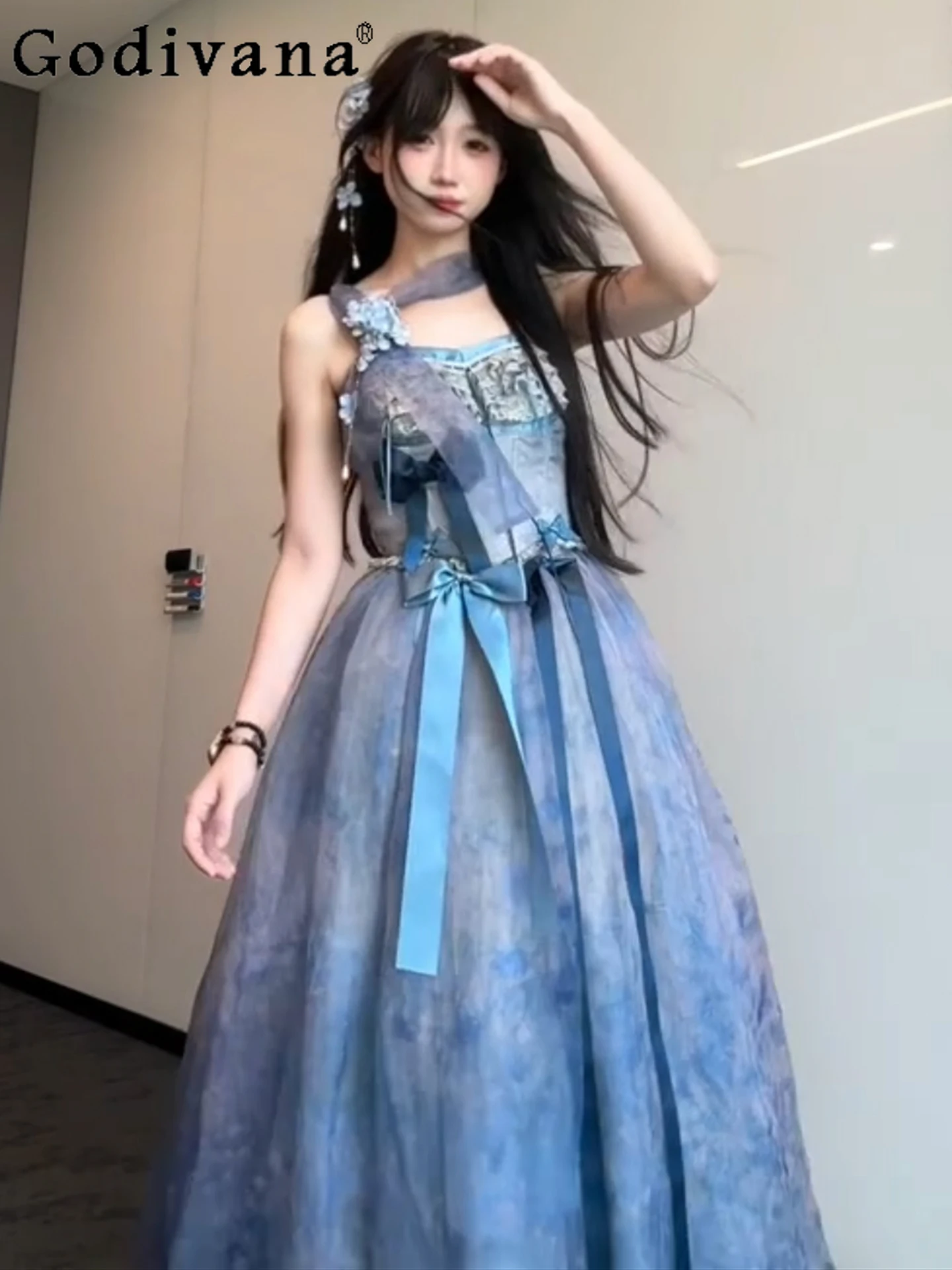 

National Style Fresh Japanese Original Lolita Evening Dress Birthday Banquet Party Coming-of-Age Student JSK Strap Dress