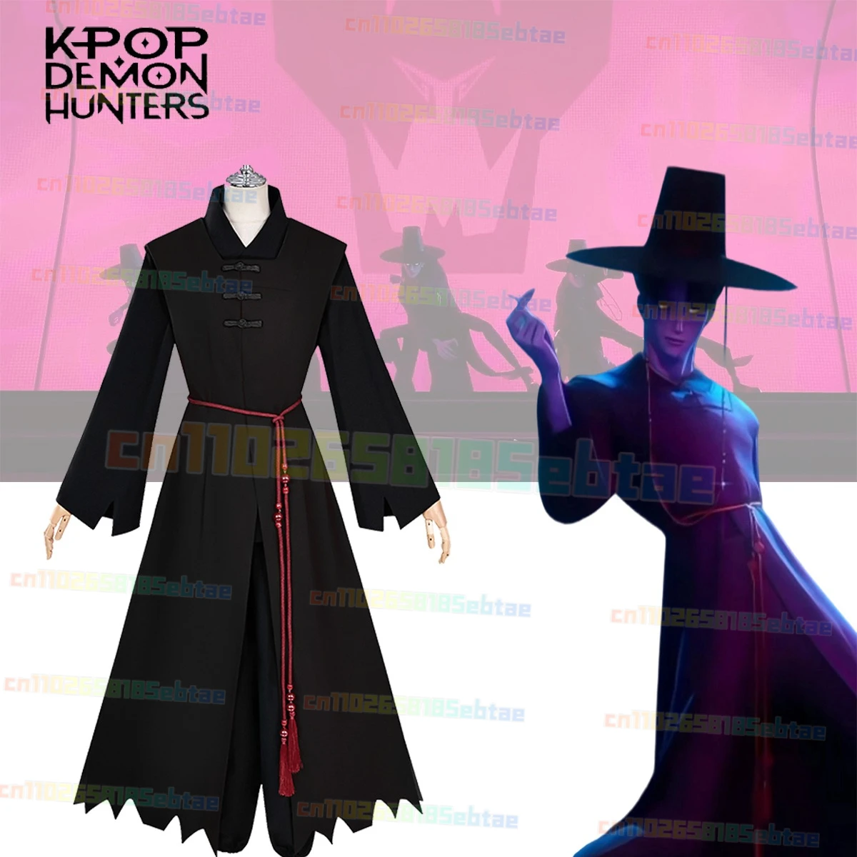 

2025 Anime Kpop Demon Hunters Jinu Saja Boys Cosplay Costume Your Idol Black Robes for Halloween Roleplay Costume Party