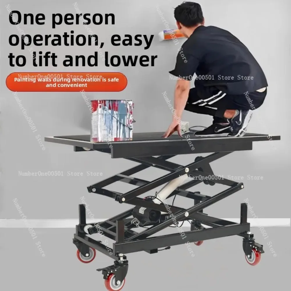 Electric Hydraulic Lifting Work Bench Thickened Folding Movable Platform For Indoor Tile Decoration Construction