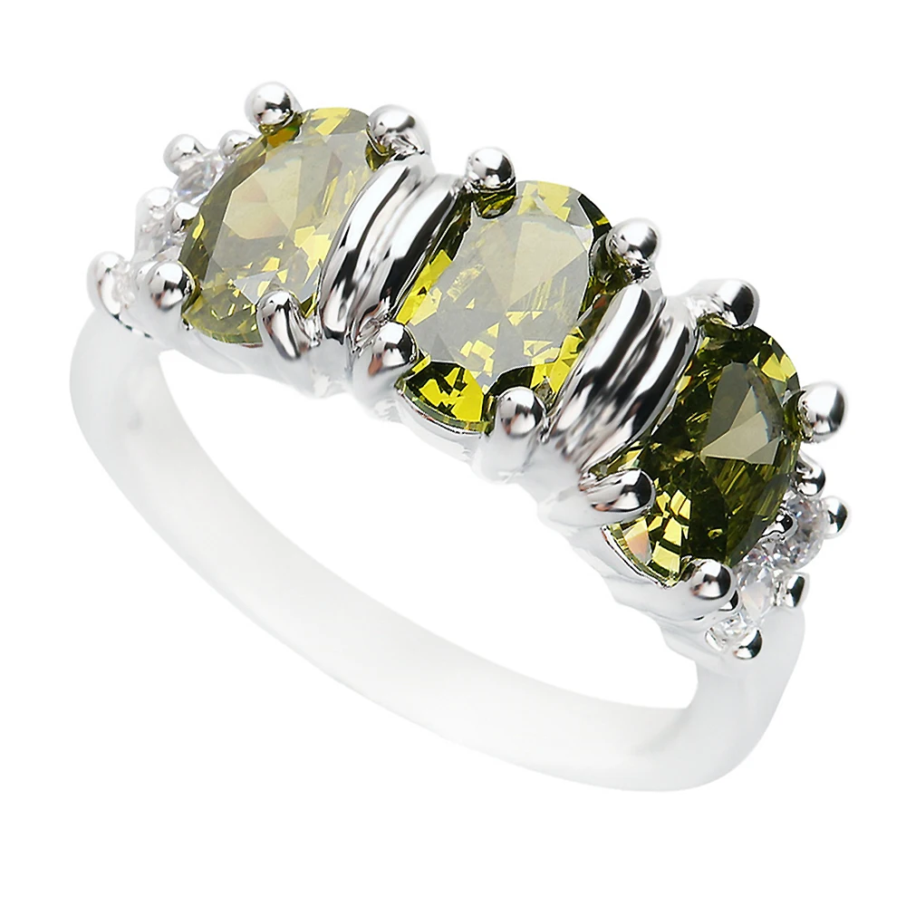 

5*7mm Olivine Peridot 925 Sterling Silver GemStone Ring Size6-9 Q0001