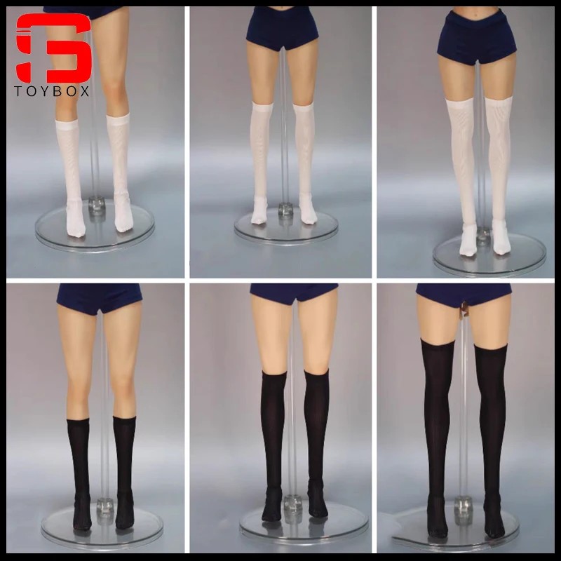 

HAILI TOYS 1/6 женские черно-белые короткие носки выше колена, аксессуары для одежды, модель подходит для 12 дюймов, фигурка солдата, тело