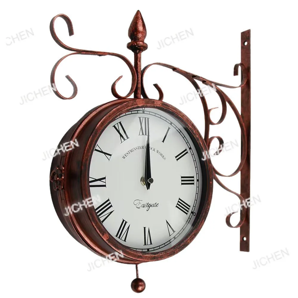 

European retro creative living room wall clock wrought iron clock home creative art wall clock customization