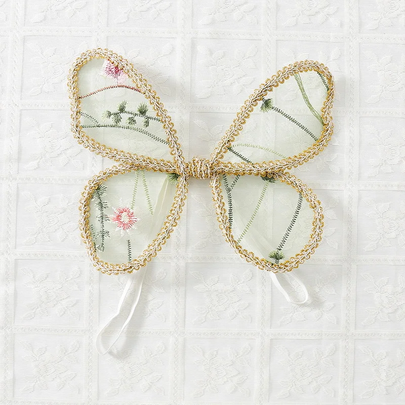 Fairy Wings for Girls Lace Flower Embroidery Butterfly Back Decor Elf Angel Costume Photography Props Stage Performance A0344