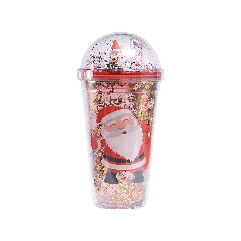 Christmas small gifts creative children's water cup Santa Claus kindergarten straw cup holiday activities decorative gifts